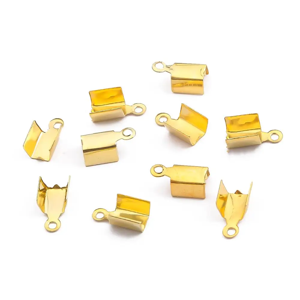 

200pcs/lot Cove Clasps Cord End Caps String Ribbon Leather Clip Tip Fold Crimp Bead Connector For DIY Jewelry Making Accessories