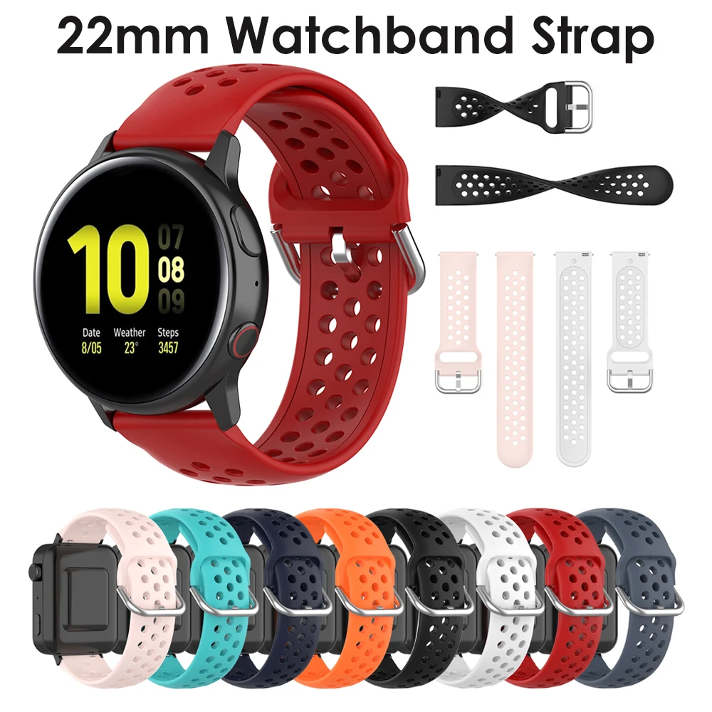 Ремешок резиновый для Samsung Gear S3 Frontier/Classic/ Galaxy Watch 46 мм/Huawei GT2 с отверстиями 22