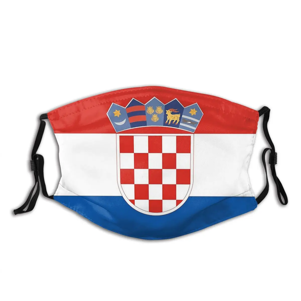 

Flag Of Croatia Non Disposable Trendy Mouth Face Mask Anti Wind Cold Proof with Filters Earloop Protection Cover Respirator