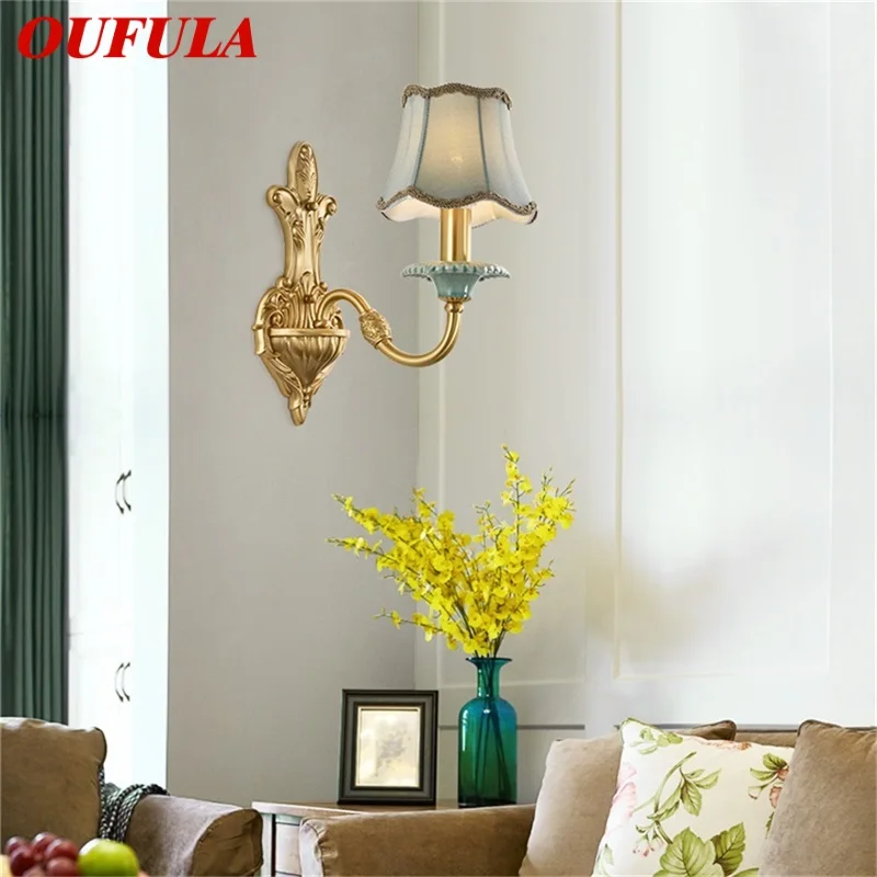 

OUFULA Copper WallÂ LampÂ Sconce Modern Luxury Design Ceramic Light Indoor For Home Bedroom Corridor