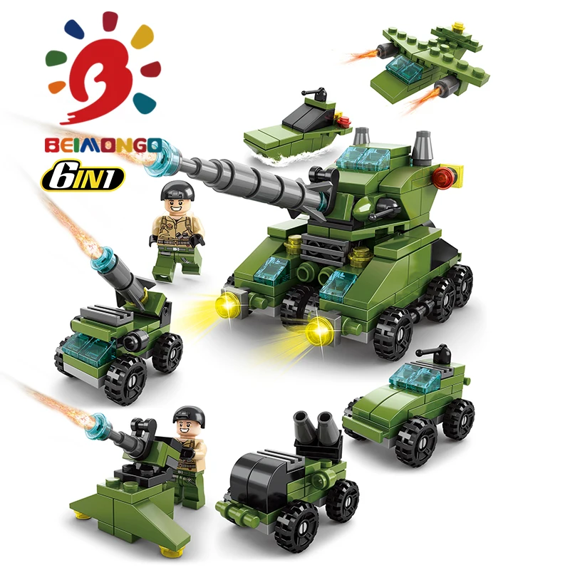 Бесплатная доставка! Строительные блоки BEIMONGO Mini Land Force 138 шт. мини 6 в 1 умные