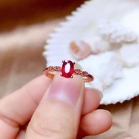 925 silver new product exquisite temperament simple simulation ruby rose white color treasure adjustable ring for women jewelry