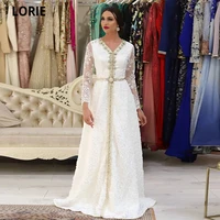 lorie white moroccan kaftan wedding evening dresses with lace beading v neck long sleeve special occasion gowns custom made