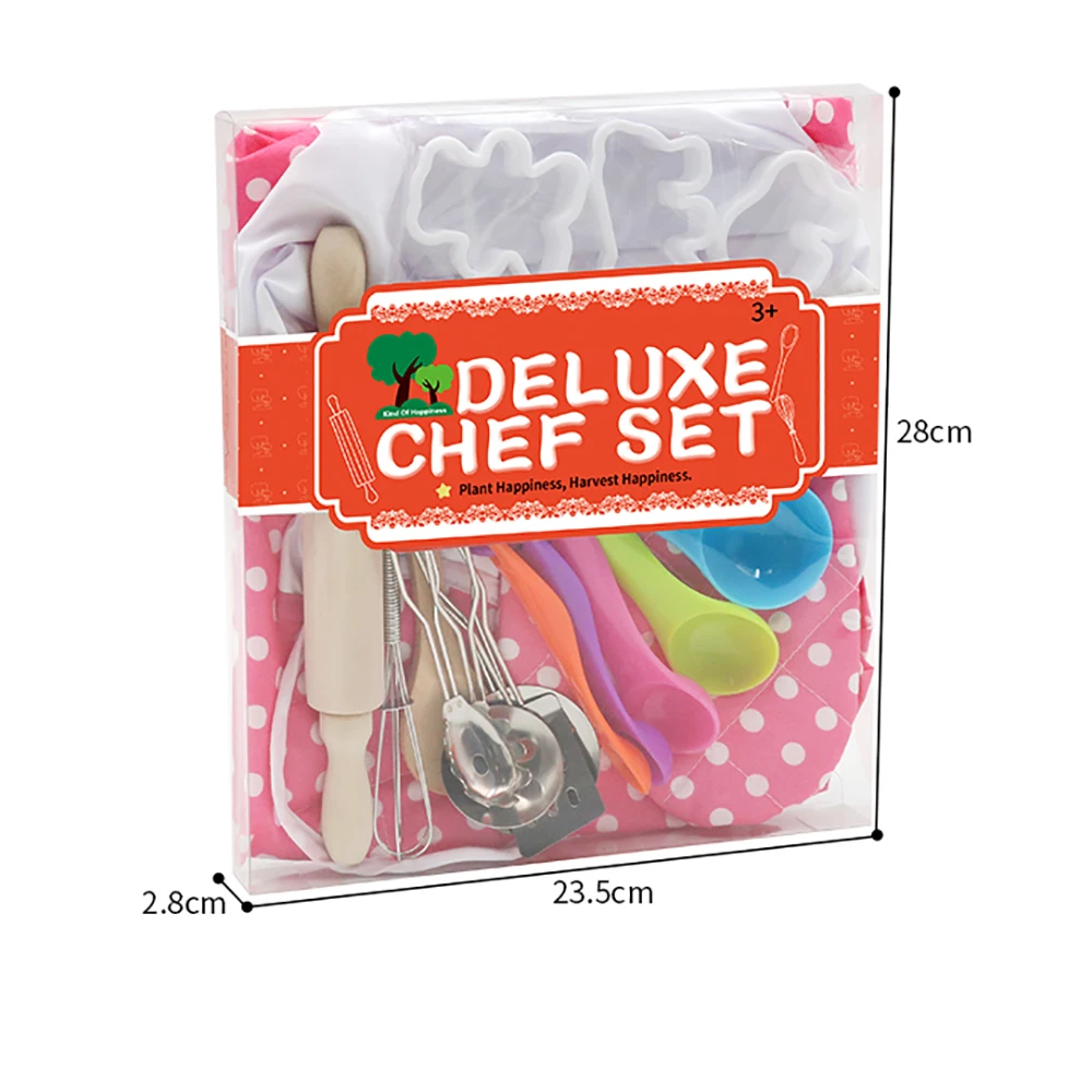 

Kid Baking Set Pink Hat Apron Suit Portable Non-Toxic Kid Apron Kit Pretend Play Toys Boys Girls Kids Kitchen Set Kids Gift