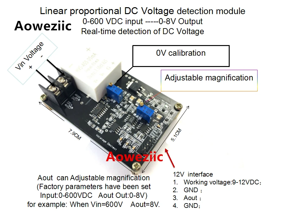

1 шт. линейный пропорциональный модуль обнаружения напряжения 0-600 В постоянного тока вход ----- выход 0-8 в совместимый с ПЛК обнаружение в режи...