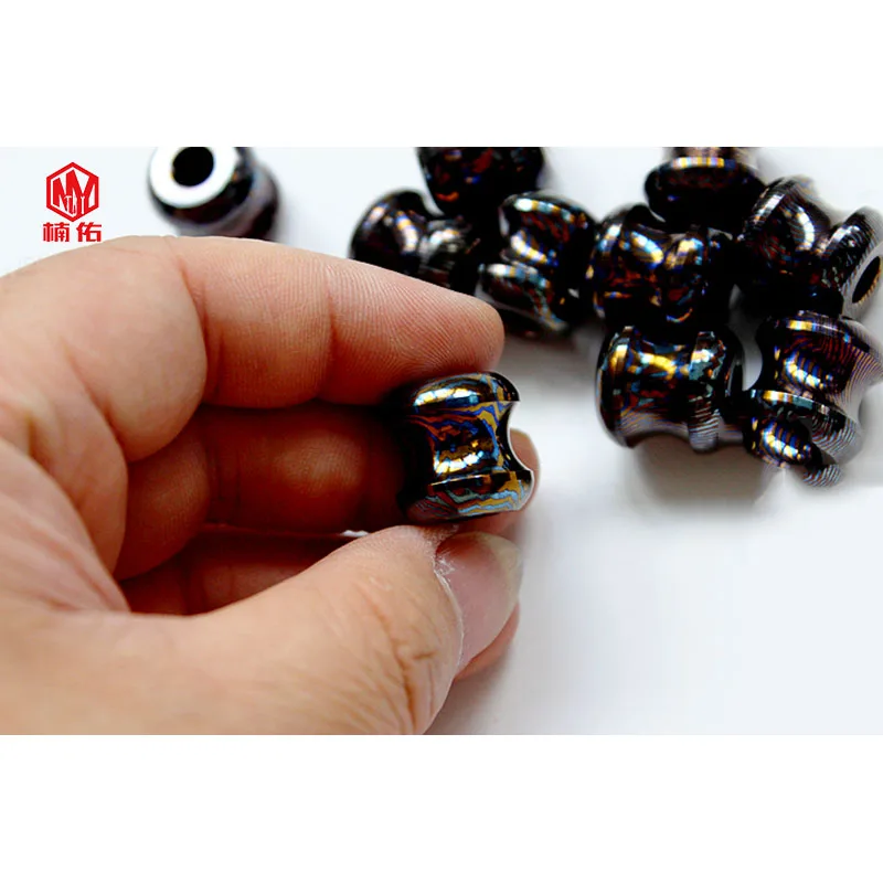 1 шт. Дамасская сталь разноцветный узор EDC бусы на веревочке ремешок Подвески Нож