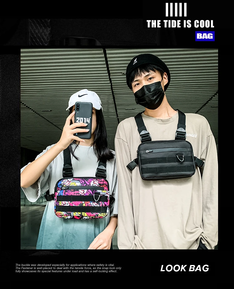 

2021 Latest Streetwear Hanger Men's Chest Bag Hip Hop Chest Rig Fashion Unisex Tactical Rectangular Travel Universal Bag