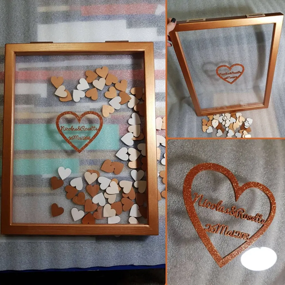 

Personalize Garden Transparent Wedding Guest Book, Custom Engagement Baby shower birthday wedding Drop Top Wish Box Guestbook