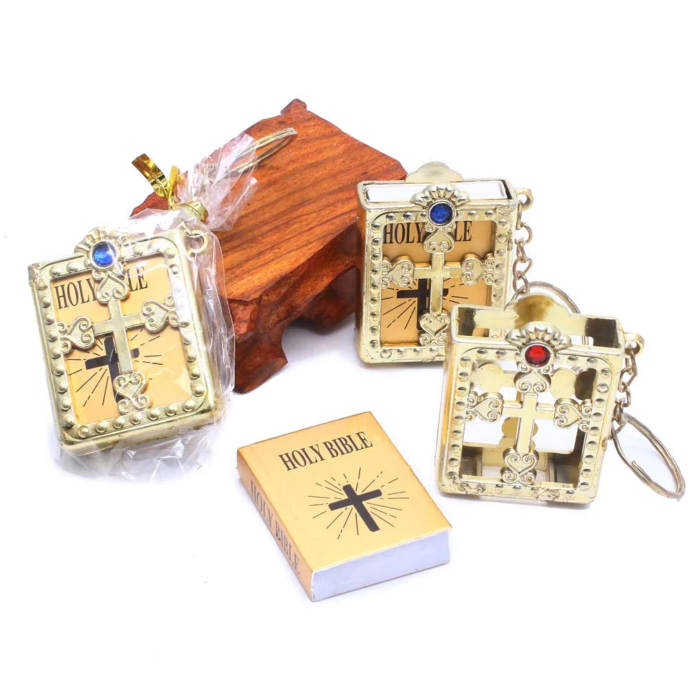 50pcs Spanish Real Mini Holy Bible Keychain Catholicism Christian Jesus Cross First Communion Religion Party gift | Дом и сад