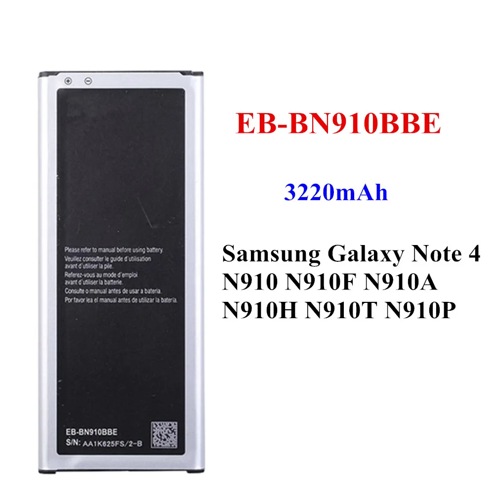 

Original EB-BN910BBE Replacement Battery For Samsung GALAXY NOTE 4 N910A N910C N910F N910H N910V N910U NOTE4 EB-BN910BBU 3220mAh