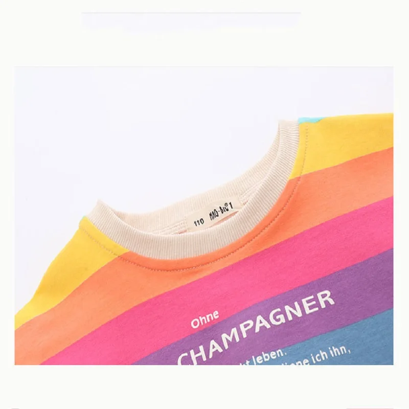 Футболка для детей Радуга девочек топ с длинными рукавами футболки в