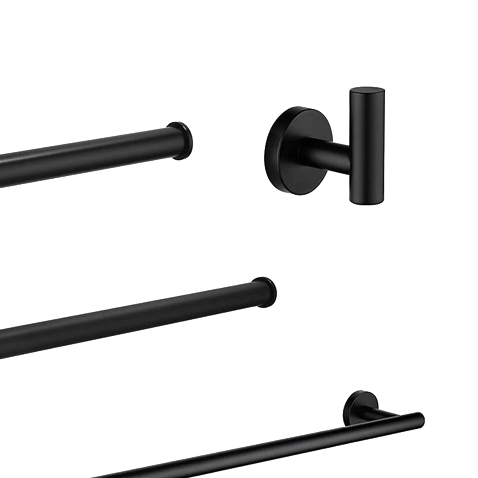 

4-Pieces Bathroom Hardware Set - Hand Towel Bar Rack Toilet Paper Holder Robe Hook Set - Stainless Steel Matte Black Wall Mount
