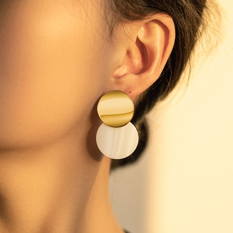 

ZWCX 2020 Fashion Korean Statement Drop Earrings For Women Geometric Metal Gold Hanging Dangle Earring modern Jewelry Wholesale