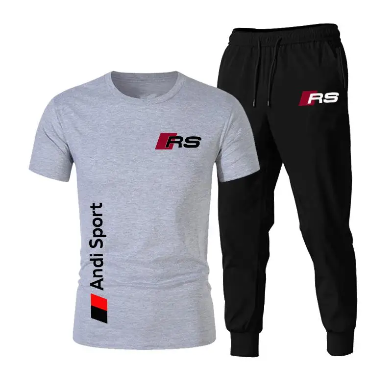 

2021 summer brand men's suit sportswear men's T-shirt + pants two-piece fashion casual sportswear jogging fitness track suit