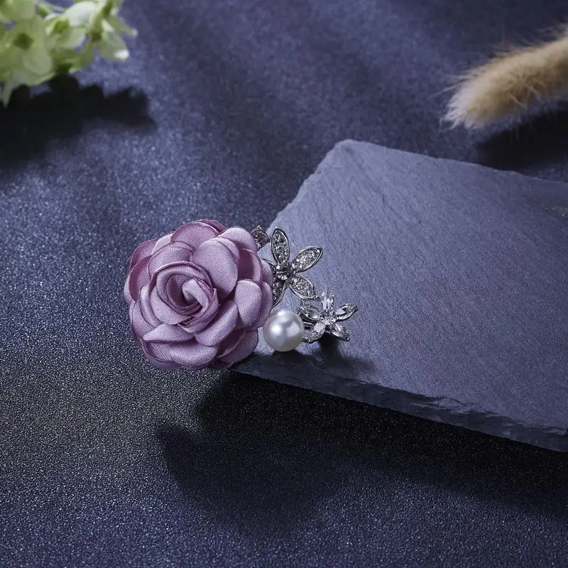 Женская ткань искусство жемчуг цветок брошь булавка кардиган рубашка Шаль
