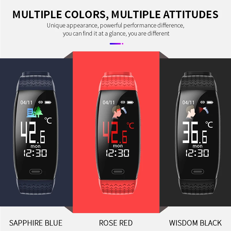 

Wearpai T5 Fitness Trackers with Body Temperature monitor Smart Watches Fitness Wristband with Pedometer Smart Bracelet