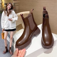 2021 womens ankle chelsea boots platform ladies martin boots chunky autumn winter shoes thick heel brand designer