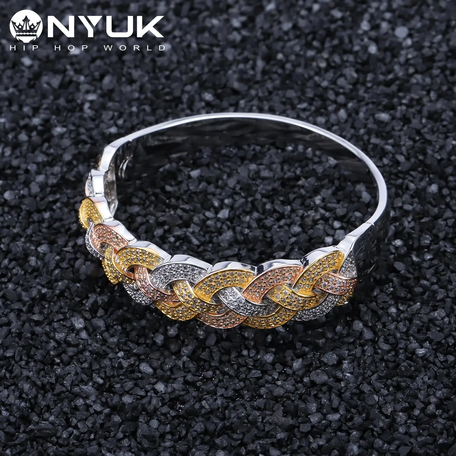 NYUK новые роскошные модные кубические циркониевые браслеты 3 цвета плетение CZ