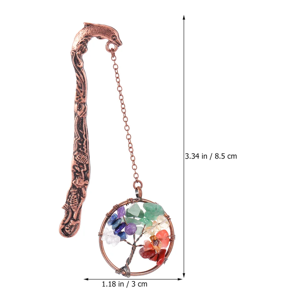 

2pcs Vintage Metal Bookmarks with Crystals Stone Beaded Pendant