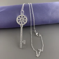 fashionable simple 925 sterling silver necklace cute key pendant necklace for women jewelry gift 46cm