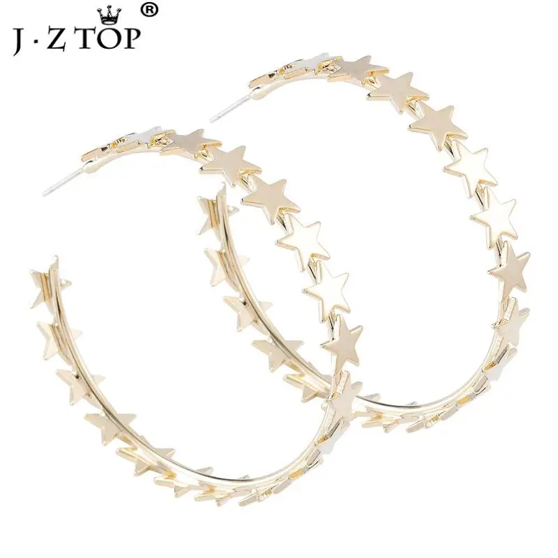 Женские серьги кольца Jztop элегантные металлические массивные геометрические