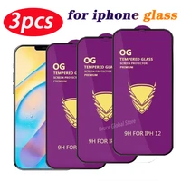 3pcs full cover protective glass for iphone 11 12 13 pro max screen protector for iphone xr xs max 7 8 6s plus tempered glasss