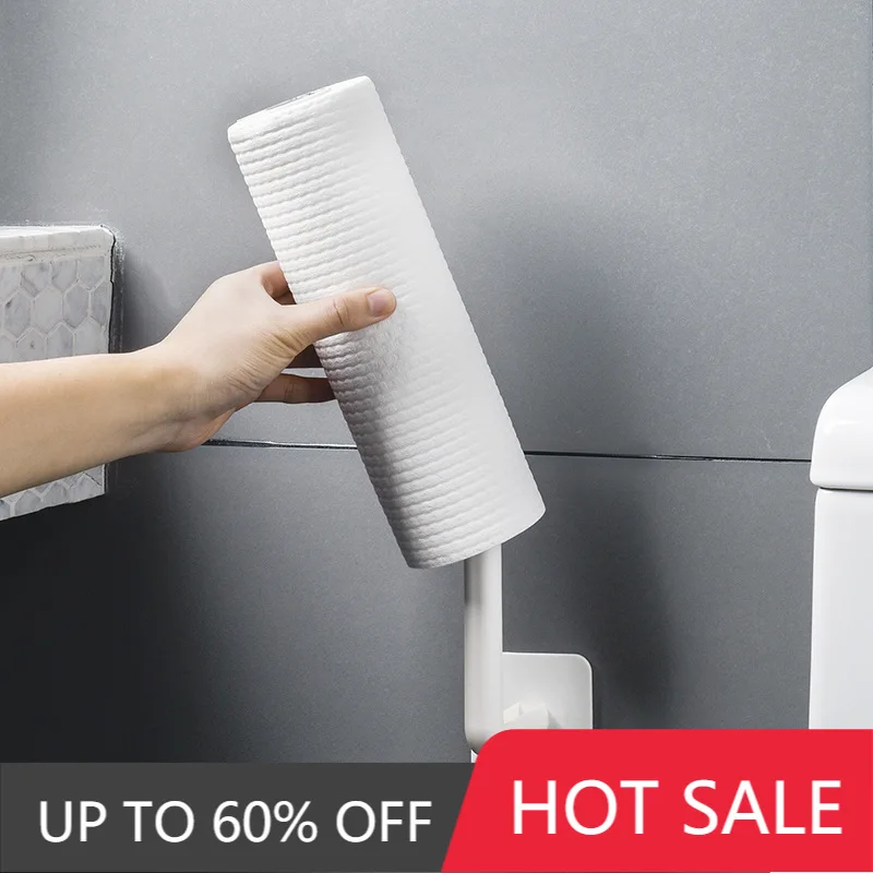 

2pcs Kitchen Storage Racks Bathroom Storage Rack Bathroom Tissue Holder Hole-free Wall Shelf Hook Type Storage Rack