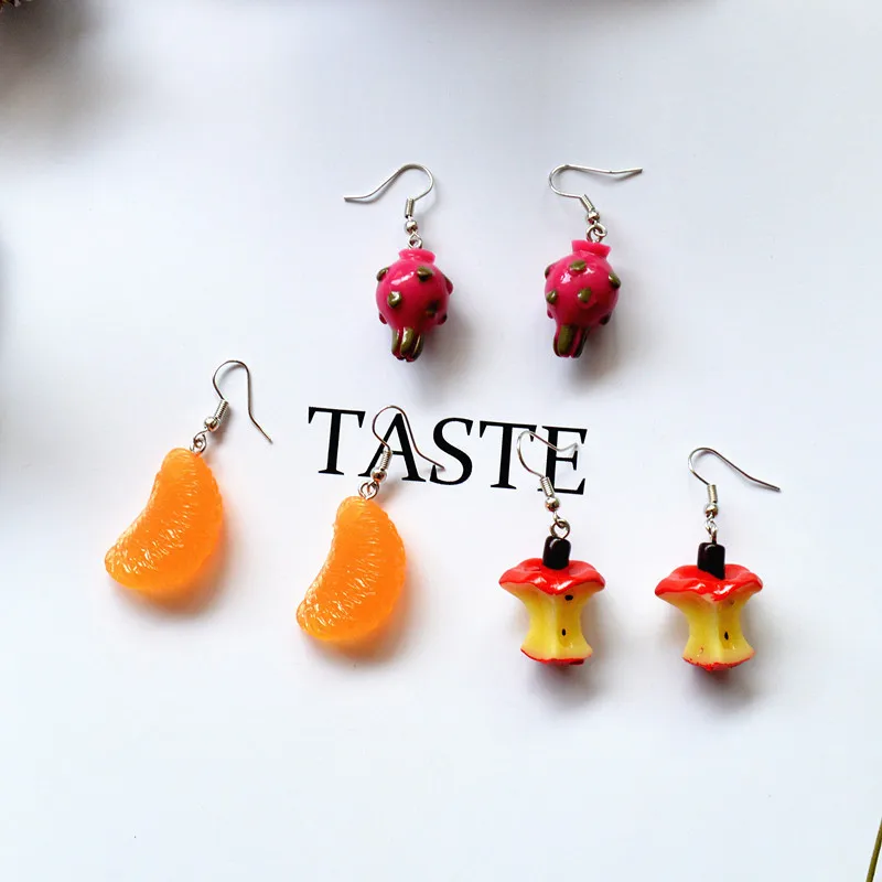 Уникальный дизайн имитация Tangerinr яблоко питая серьги свежие милые еда детской