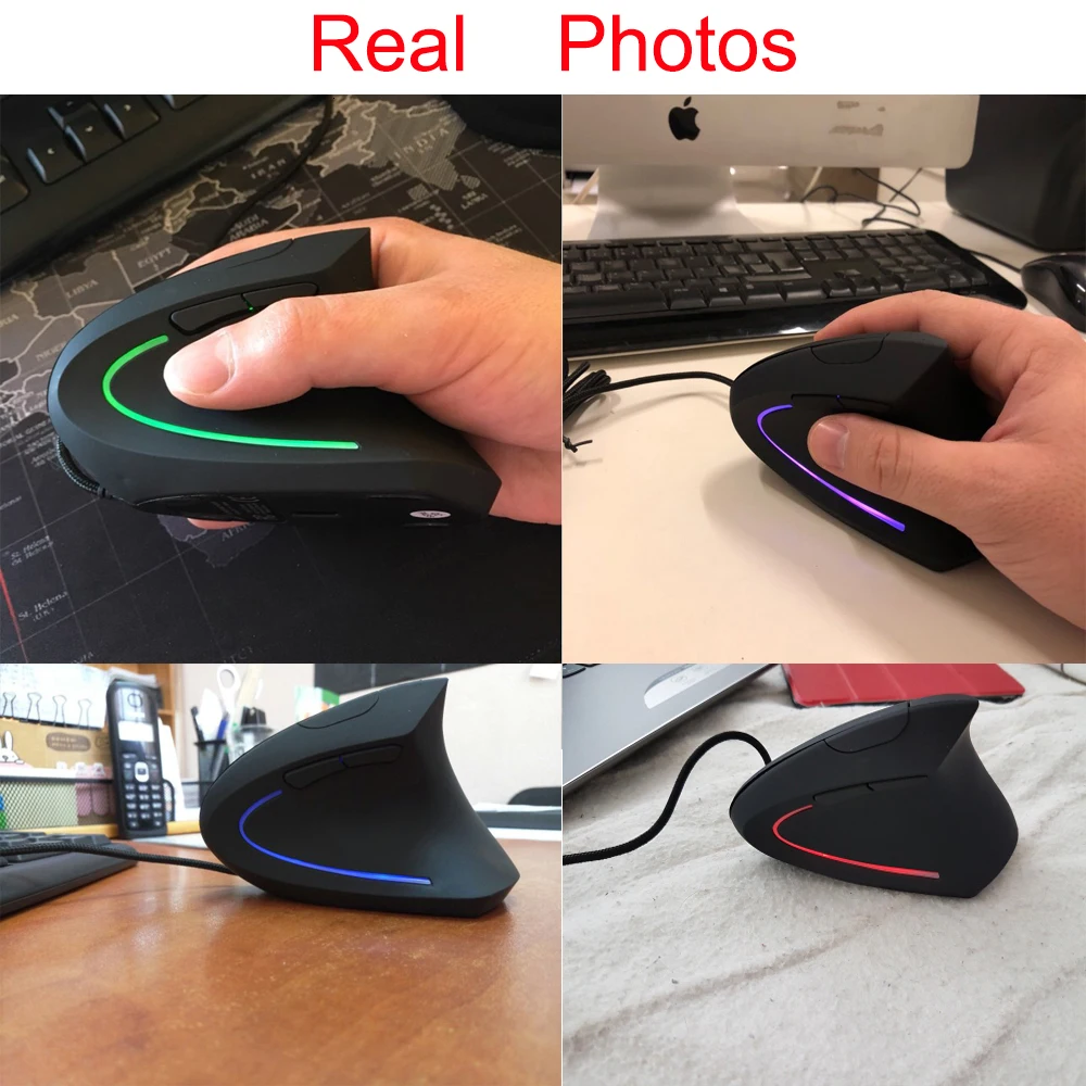 CHYI эргономичная Вертикальная компьютерная игровая мышь Проводная Usb оптическая 3d подставка PC Mause 6 кнопок 3200 dpi компьютерные мыши с подсветкой для ноутбука Macbook