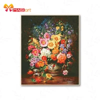cross stitch kits embroidery needlework sets 11ct water soluble canvas patterns 14ct floral style colorful flowers ncmf259