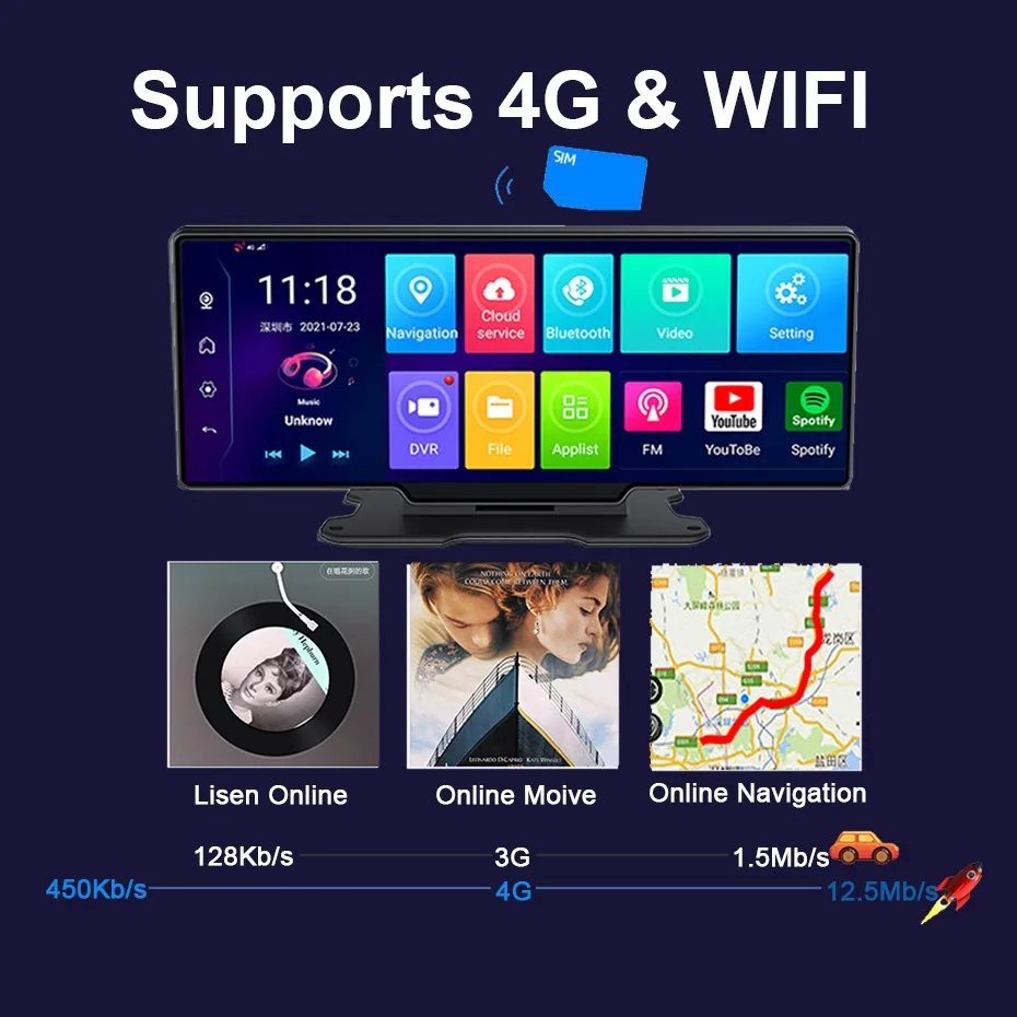 Автомобильное зеркало заднего вида 10 26 дюйма 4G Android Автомобильный