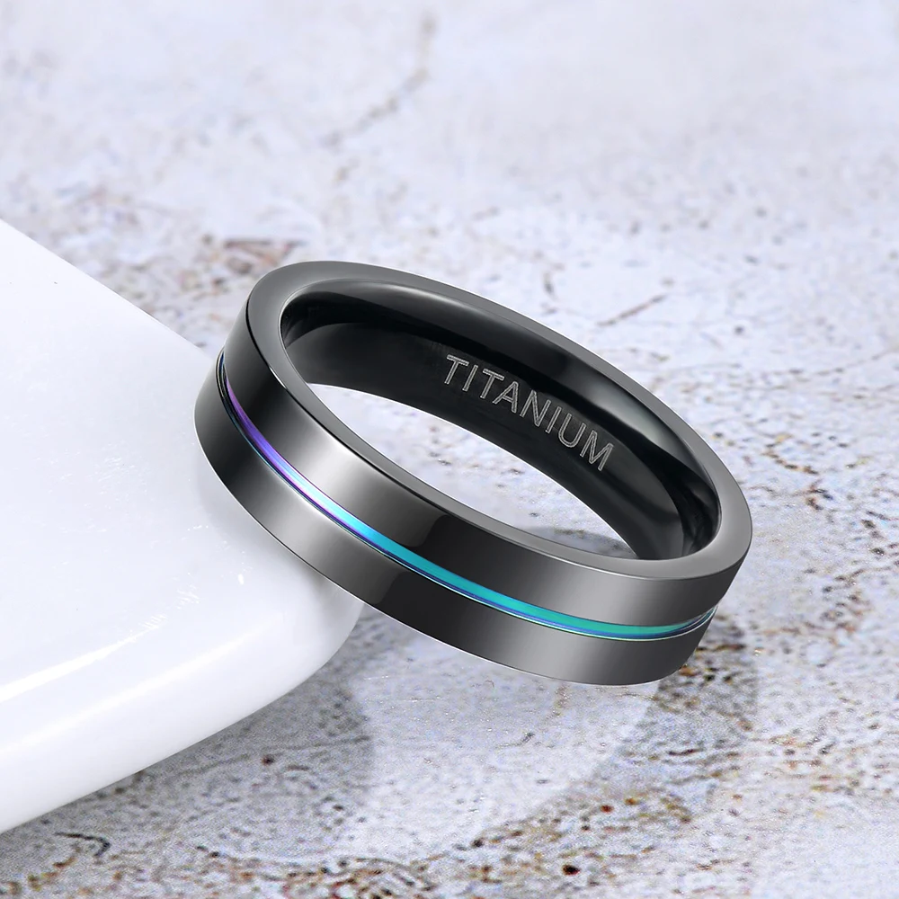 

Eamti 5 мм черная Радуга для мужчин и женщин обручальное кольцо титановое классическое простое мужское ювелирное изделие эффектный Альянс США...