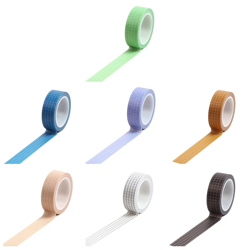 10M Solid Color Grid Washi Tape Japanese Paper DIY Planner Masking Adhesive Tapes Stickers Decorative Stationery | Канцтовары для