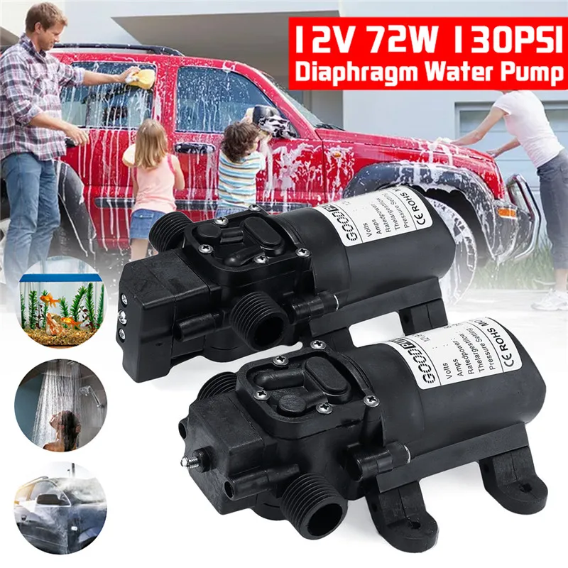 DC 12V 130PSI 6L/min Electric Water Pump Black Micro High Pressure Diaphragm Sprayer Car Wash 12 V | Обустройство дома