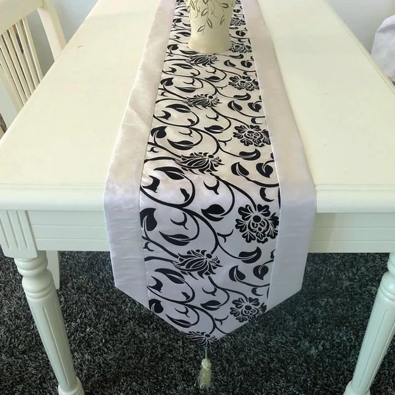 

Simple Table Runner Cloth Floral Printed Taffeta Retro Decorative Wedding Bed Table Linen Decoration H88F