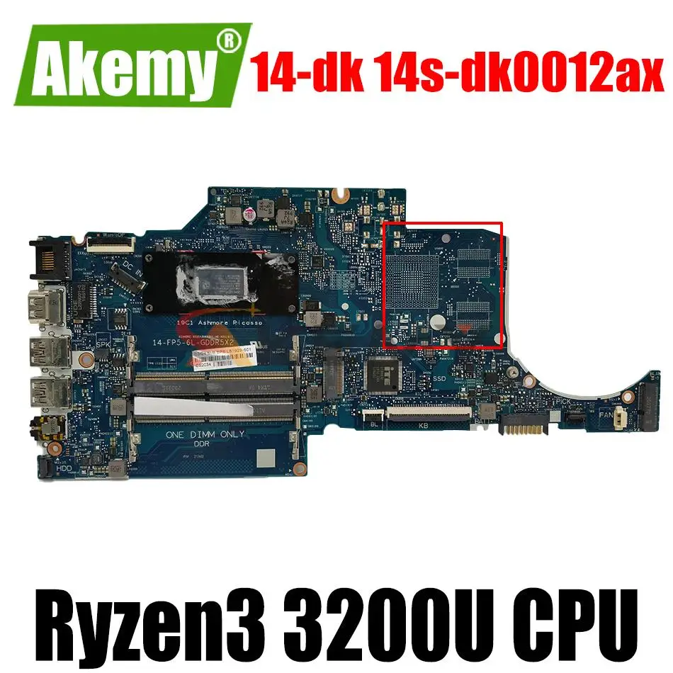 

For HP DPOOO3AU 14-dk 14s-dk0012ax motherboard 6050A3068501-MB-A01 L51928-601 Ryzen3 3200U on-board tested ok 100% working