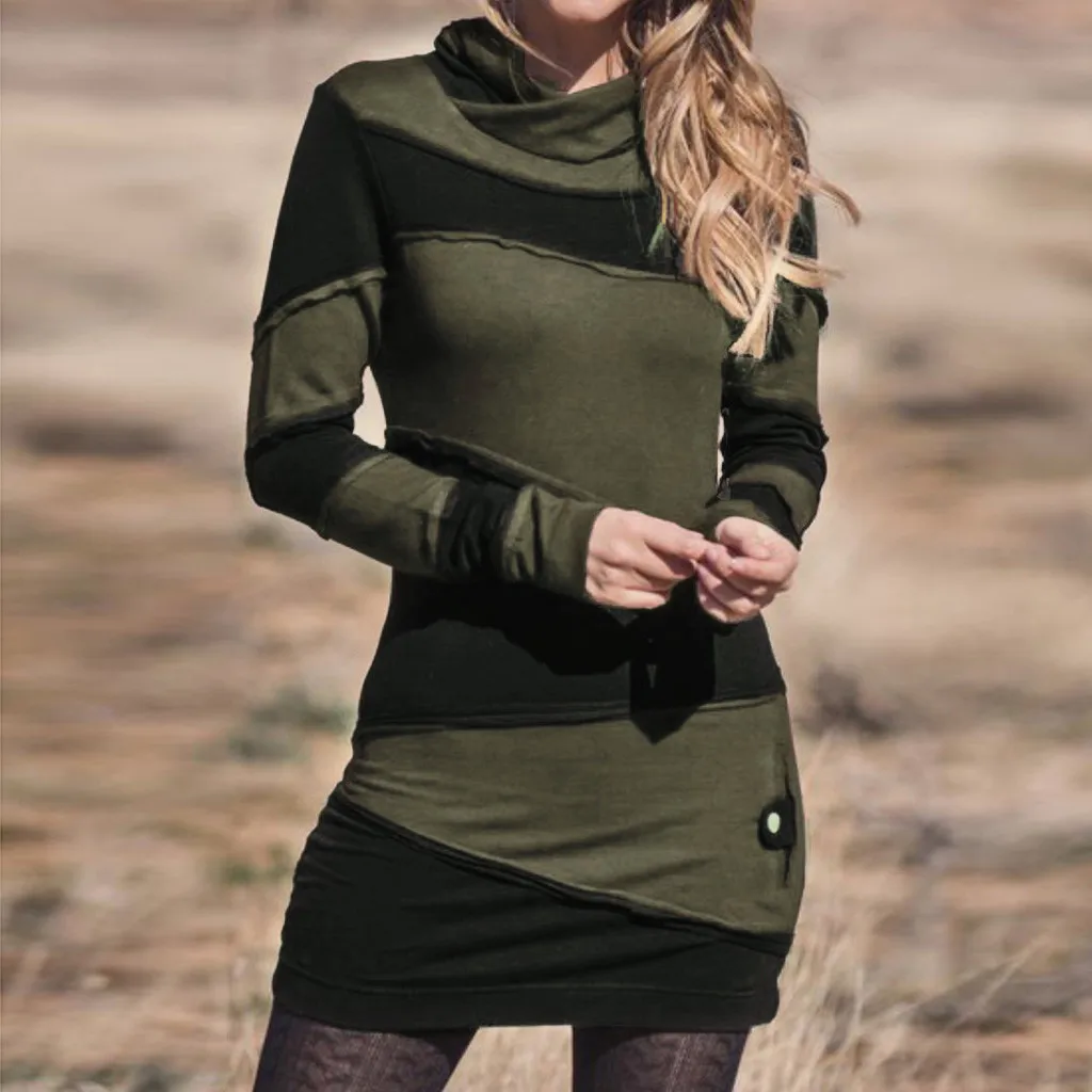 Женское длинное платье свитшот на пуговицах с длинным рукавом|Женские толстовки