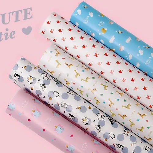 Упаковочная бумага для подарков красочная свадьбы милый жираф утка панда