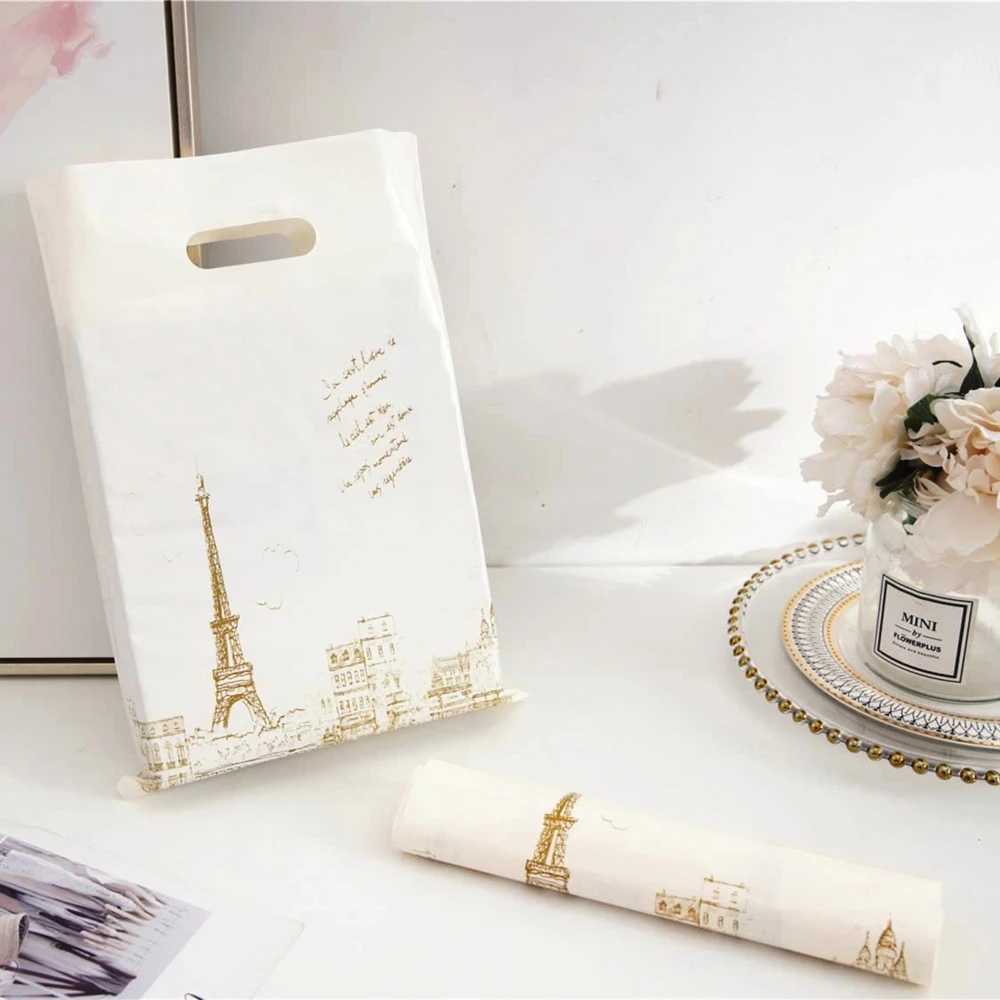 

Custom Logo Gift Bags Packaging Plastic Bag with Handles Eyelash Lipstick Loot Bag Small Gift Festival Bag Personalized Logo