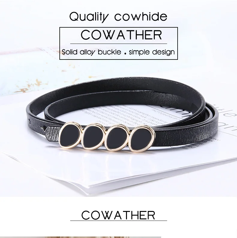 COWATHER, Модный женский ремень, высокое качество, коровья кожа, женский ремень, Новое поступление, тонкий пояс из воловьей кожи для джинсового платья, пояс