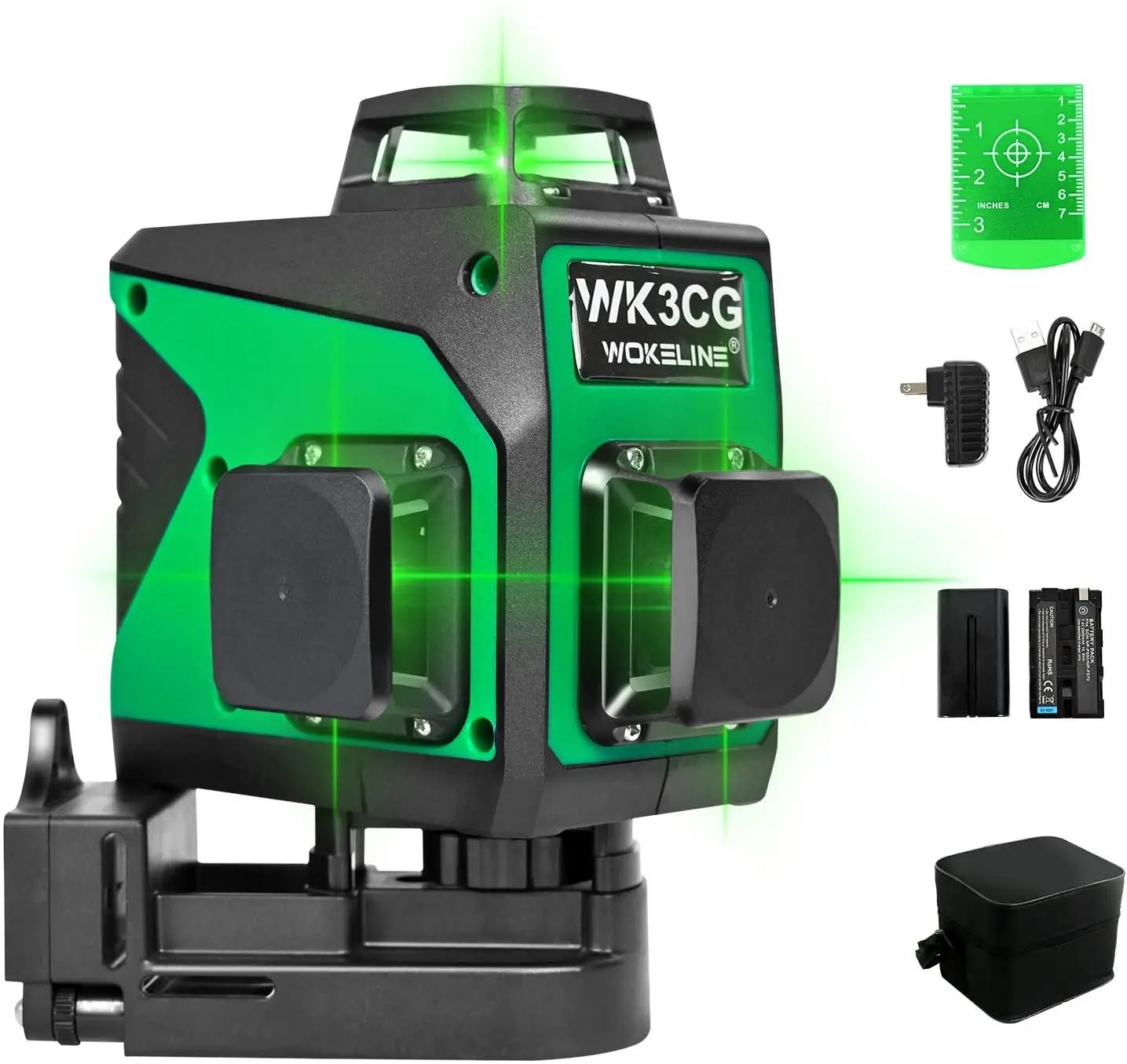 

12 Lines 3D Laser Level Self-Leveling 360° Horizontal And Vertical Cross Super Powerful Green Laser Level Two Li Battery