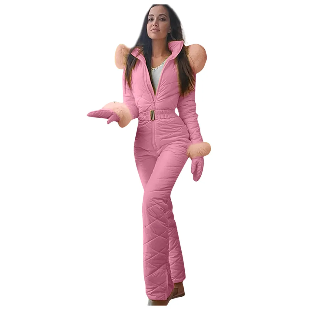 Комбинезон зимнее пальто женский модный Повседневный плотный костюм для