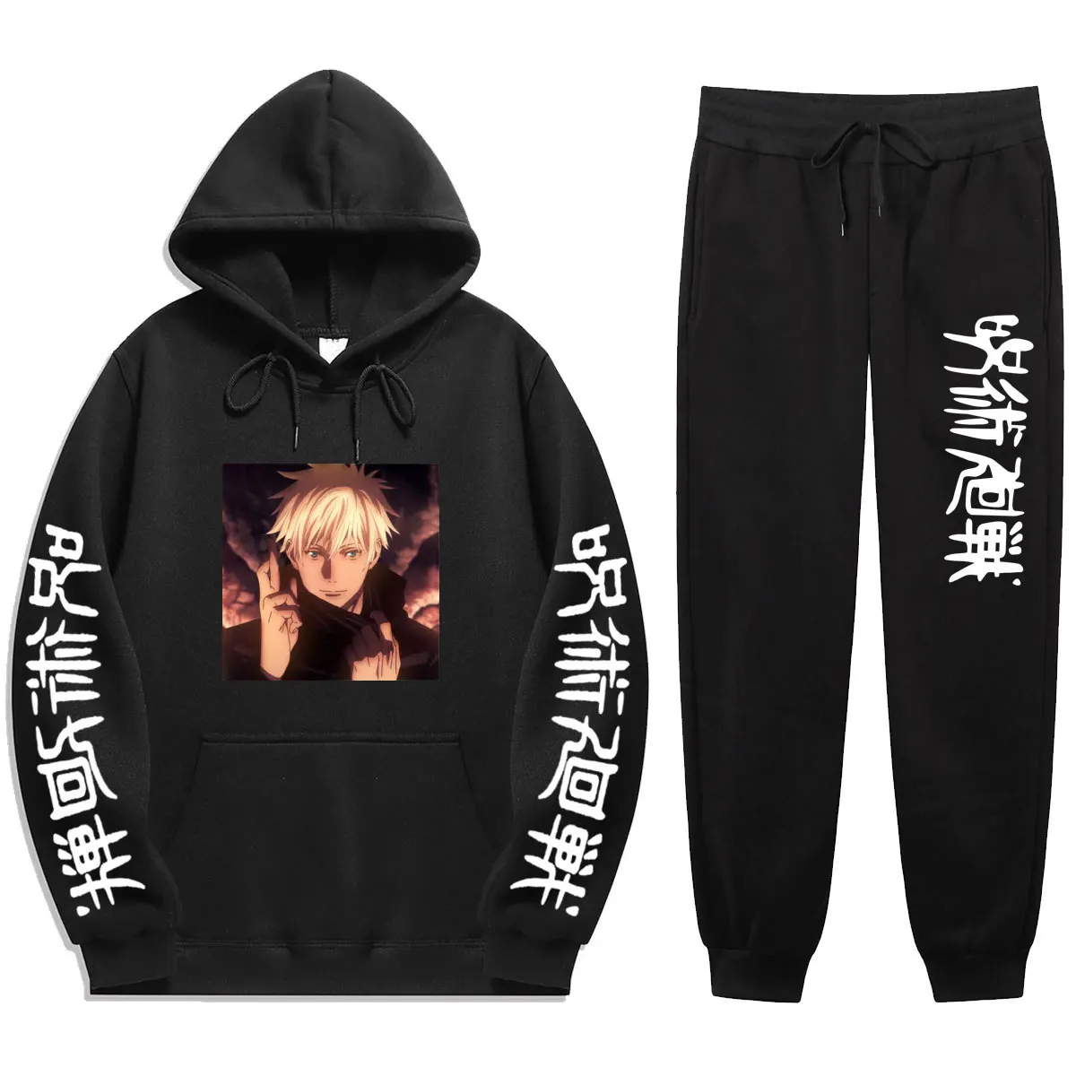 

Harajuku Anime Jujutsu Kaisen Spring Winter New Style Slim Men's Sets Hoodies+Pants Autumn Winter Hooded suit