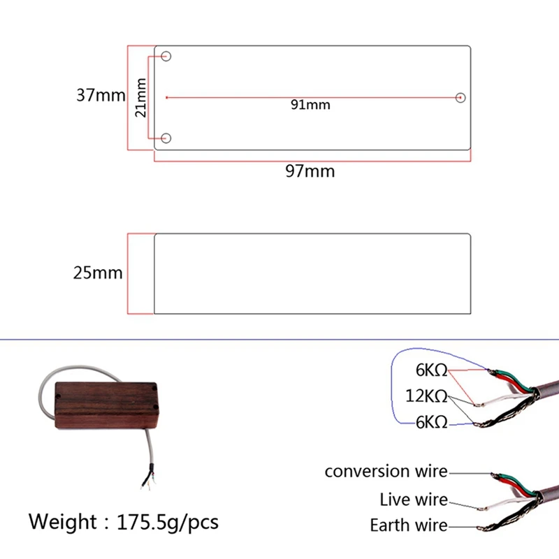 

Bass Pickup Set for 4 String Guitar, Humbucker, Rosewood