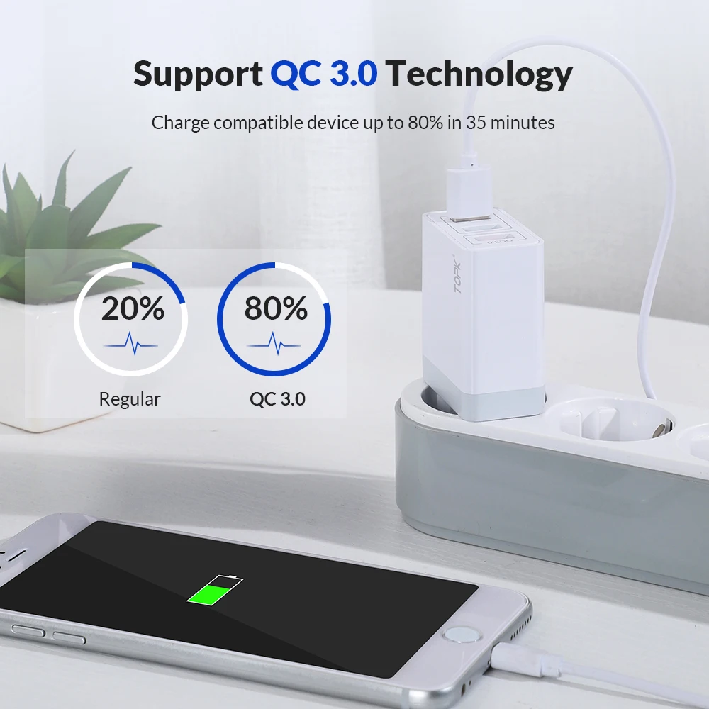 Сетевое зарядное устройство TOPK B348Q USB 3 0 порта|Зарядные устройства для телефонов| |