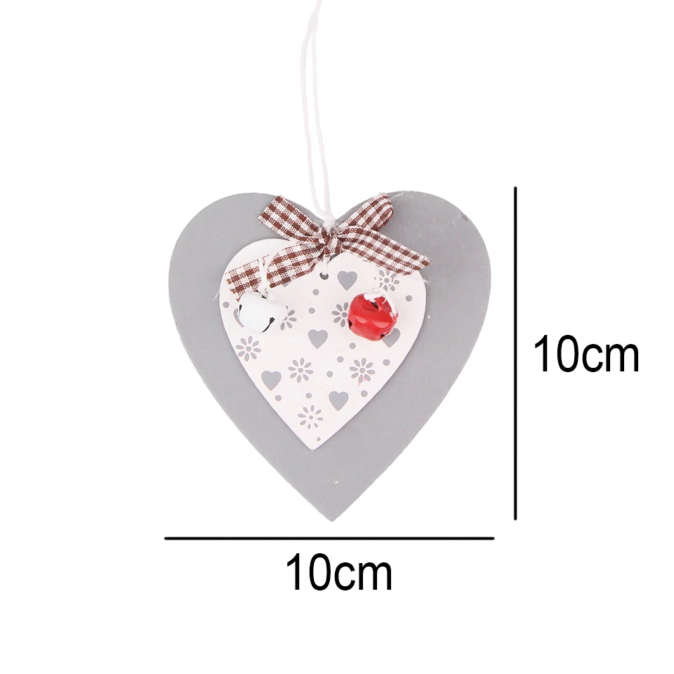 Heart-Gray 3 шт./компл. 2 стиля Творческие деревянные ложки с Bell Кулоны из нержавеющей стали рождественские украшения Рождественская серия украшения Изделия из дерева DIY Декор - Цвет: Heart-Gray