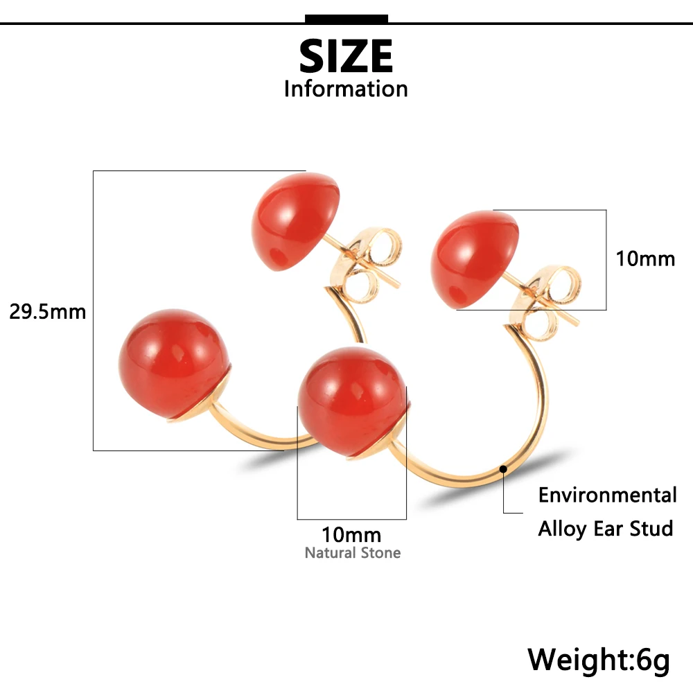Женские и женские серьги с натуральными круглыми бусинами в форме C