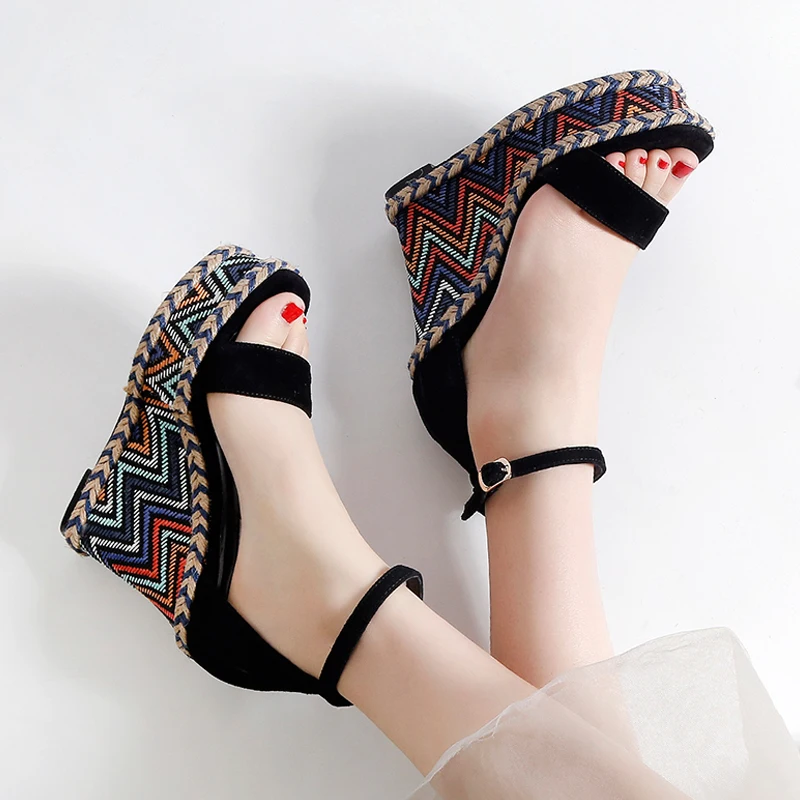 

Size 35-42 Ladies Wedges Sandals Ankle Strap Fisherman High Heels Summer Shoe Women High Platform Daily Office Lady Footwear
