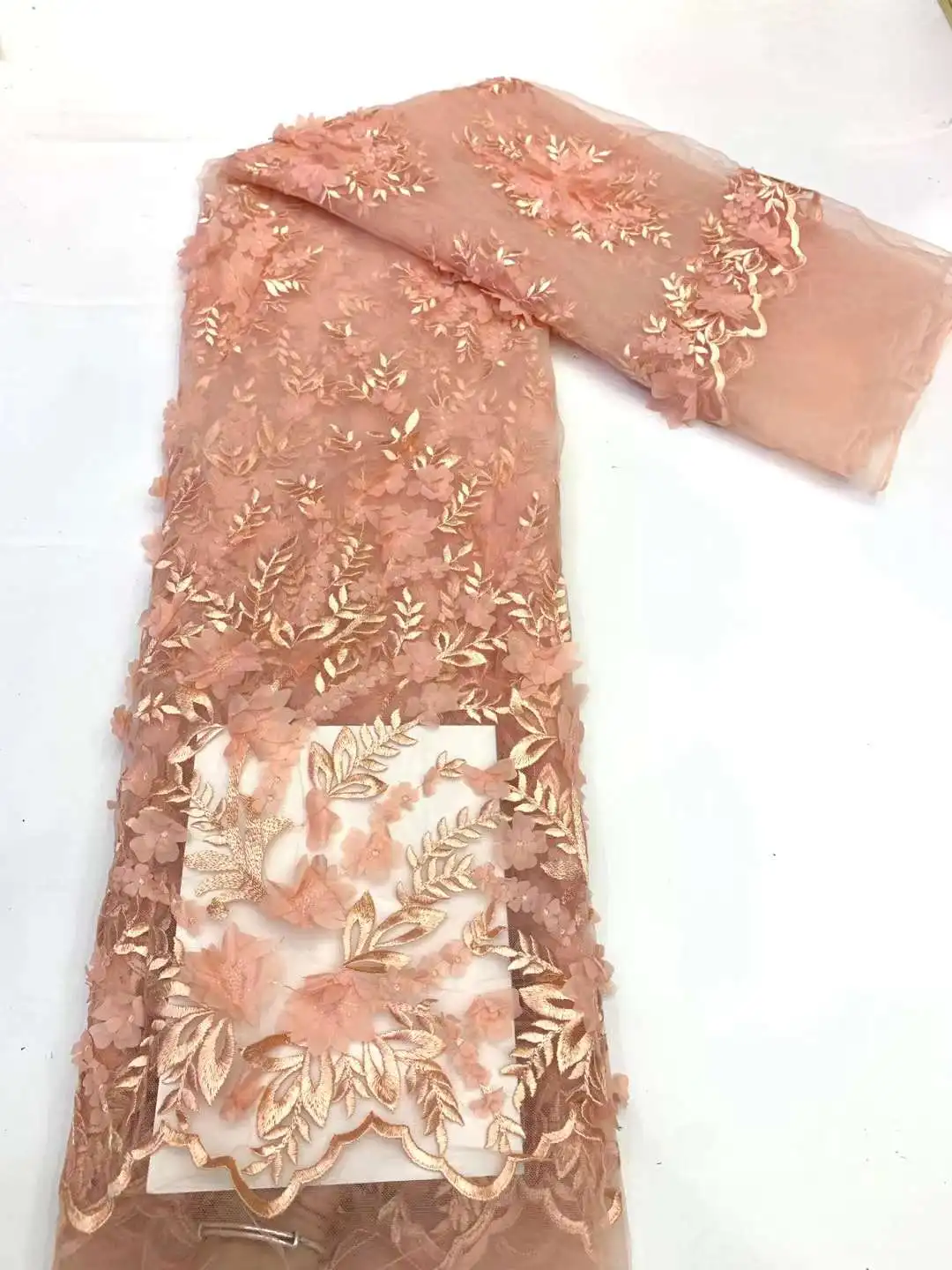 Низкая цена африканская ткань с 3D цветочной вышивкой/дизайн вечернего