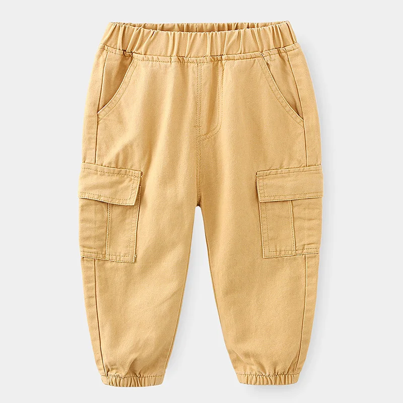 Light Khaki DE PEACH/детские брюки-карго для мальчиков, повседневные спортивные штаны детская одежда на весну и осень штаны для мальчиков Брюки с карманами для детей возрастом от 2 до 6 лет - Цвет: Light Khaki